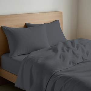 Ensemble de draps en coton gris foncé, taille simple UK, taies d'oreiller incluses - Product Image 3