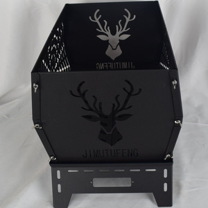 Barbecue pliable en acier au carbone pour l'<span class=keywords><strong>extérieur</strong></span>, support de feu de camp détachable et portable, poêle <span class=keywords><strong>à</strong></span> <span class=keywords><strong>bois</strong></span> - Product Image 6