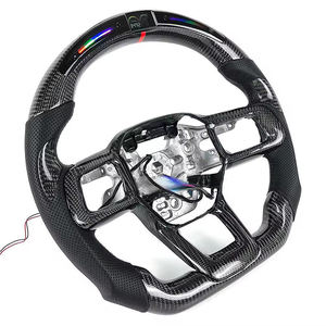 LED <span class=keywords><strong>Ram</strong></span> para Ford Mustang GT500 <span class=keywords><strong>Shelby</strong></span> 2023 2024 2025, volante de fibra de carbono forjado en escamas Rojas, accesorio Interior de cuero - Product Image 4