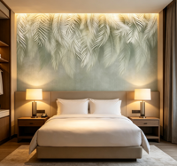 Papier peint mural personnalisé 3DSoft avec des feuilles de palmier tropicales vertes pour studio de yoga, studio photo, boutique, décoration murale commerciale