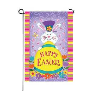 Wholesale Hot Sale Custom Design Double Side Happy Easter Garden Flag Polyester House Banner For Yard Outdoor Decoration