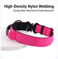 Collier tactique pour chien 3M réfléchissant renforcé, robuste, anti-traction, avec poignée de contrôle, réglable, rembourré, à libération rapide pour chiens de taille moyenne à grande