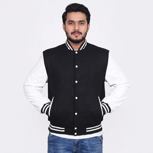 Blouson universitaire de baseball pour homme, unisexe, avec manches en cuir, imprimé tendance, style ample, design Letterman - Product Image 1