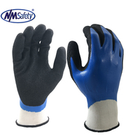 NMSAFETY — gants de travail de sécurité en nylon, revêtement double, bleu et noir, en nitrile, sur la paume, calibre EN388 3121 13