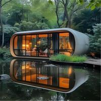 Maisonnette modulaire moderne de haute qualité, type Apple Cabin, en conteneur préfabriqué, structure légère en acier et laine de roche, installation rapide, certifiée CE