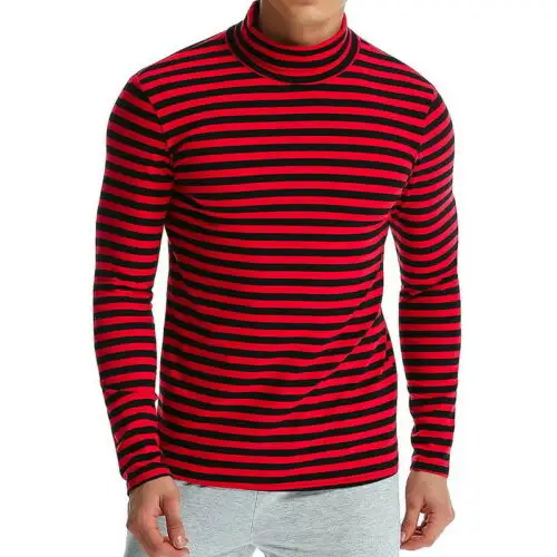 Wholesale Custom Design Fashion Mens Long Sleeve Collar Stripe Slim Fit T Shirt With Logo