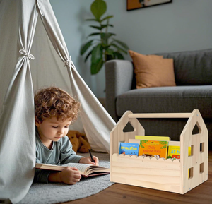 Estantería de Madera con Forma de Casa para Cuarto de Niños, Librería Pequeña para Bebés, Librería Montessori de Doble Cara con Diseño Festoneado para Niños de 1 a 5 Años - Product Image 6