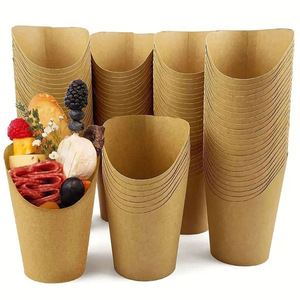 Vasos y Portavasos Desechables de Papel Kraft Grueso, Ecológicos y Degradables, para Papas Fritas, Huevo Frito y Otros Alimentos - Product Image 1