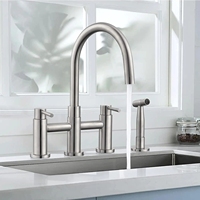 Robinet de cuisine moderne 3 voies en acier inoxydable SUS304, mitigeur d'évier à double poignée, robinet d'eau pour cuisine