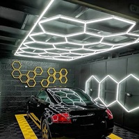 Plafonnier LED hexagonal 568W en nid d'abeille, étanche IP66, intensité variable, lampe d'atelier et de garage 6500K lumière du jour, pour detailing automobile et lavage de voitures