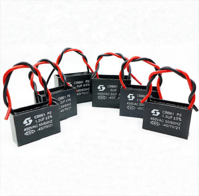 Fan start capacitor CBB61 450V 1uF 1.5uF 1.8uF 6uF Terminal Ceiling Fan Motor Running Rectangle Capacitor