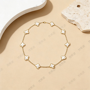 Collier tendance à 10 fleurs, bijoux en acier inoxydable plaqué <span class=keywords><strong>or</strong></span>, chaîne double face, cadeau unisexe, qualité supérieure - Product Image 1