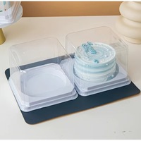 Boîte à gâteau en plastique transparent de haute qualité, carrée, ronde, ovale, transparente, pour dessert, mousse, biscuits, 4 pouces, 5 pouces