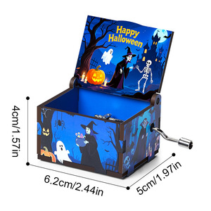 Boîte à <span class=keywords><strong>musique</strong></span> vintage en bois, série Halloween, 6,2x5x4cm, peinte à six faces, cadeau de fête, boîte à <span class=keywords><strong>musique</strong></span> artisanale - Product Image 5