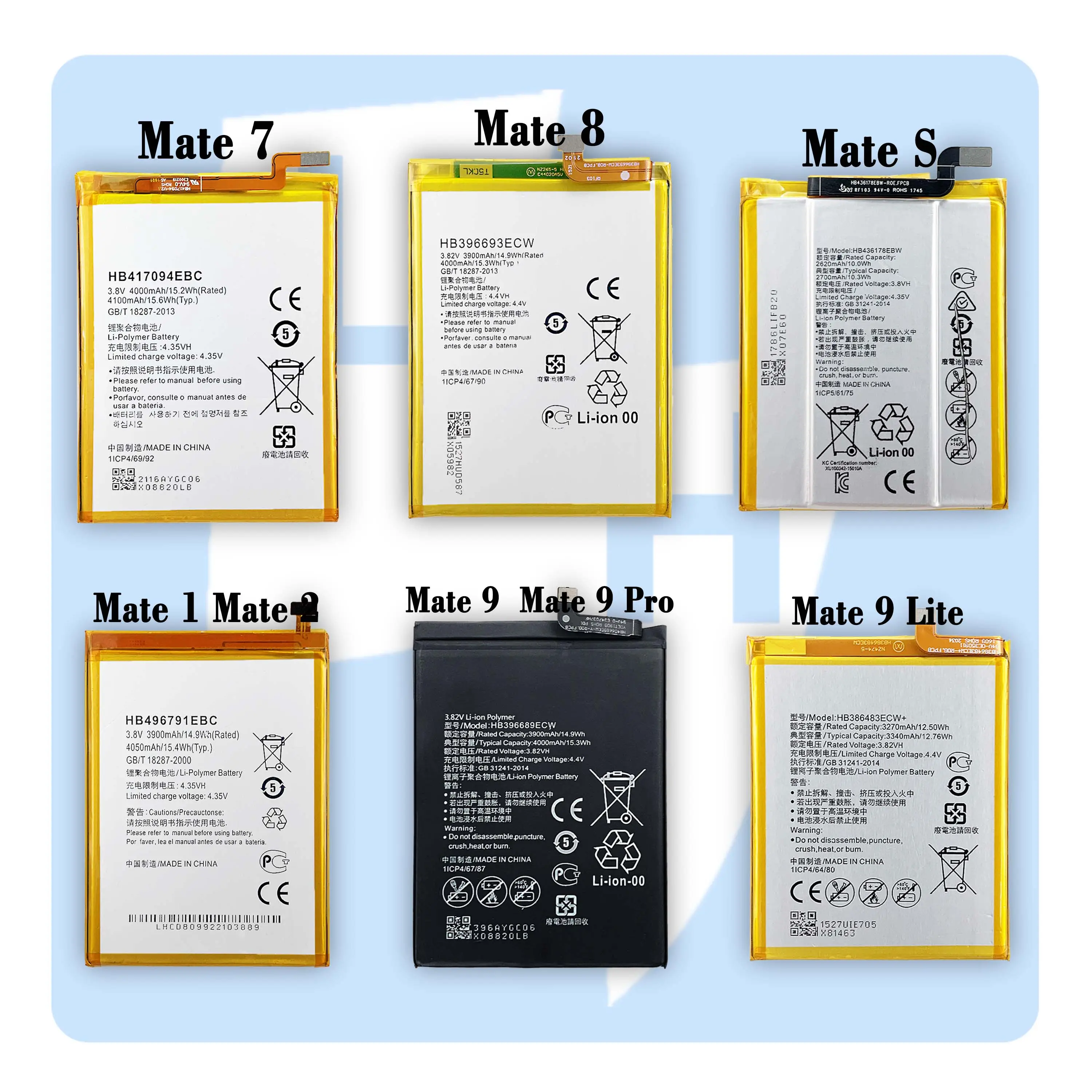 mate s mate1 mate2 mate7 mate8 mate9 9 lite mate10 mate20 mate30 mobile phone battery for huawei mate 40