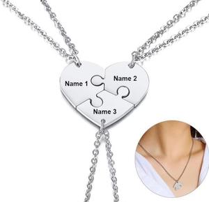 Colgante de la amistad con corazón y nombre de la familia, joyería de amistad, Collar personalizado de mejores amigos para tres mejores amigos - Product Image 5