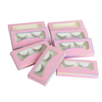 Boîte d'emballage pour faux cils avec fenêtre transparente, logo personnalisé, boîte en papier, étui à cils en gros, carton pliable pour eye-liner, emballage beauté