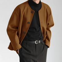 Blouson Bomber Décontracté Coréen Double Face à Boutonnage Simple, Coupe Ample Sans Col, Collection Automne/Hiver 2026