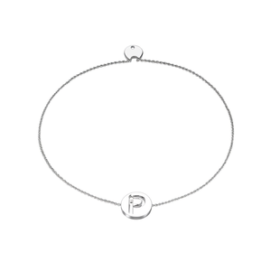 Bracciale in Acciaio Inossidabile Acero con Ciondolo Lettera P su un Lato, 1 cm, Gioielli Moda Donna - Product Image 2