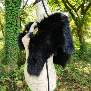 Pauldron de Hombro de Piel Vikingo Medieval, Capa de Piel de Guerrero Nórdico, Chal para Cosplay LARP, Accesorio de Disfraz para <span class=keywords><strong>Feria</strong></span> Renacentista - Product Image 3