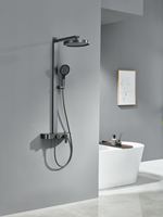 Ensemble de douche mural gris de luxe Grand stockage Pluie sous pression en acier inoxydable Kit de douche mural de qualité supérieure