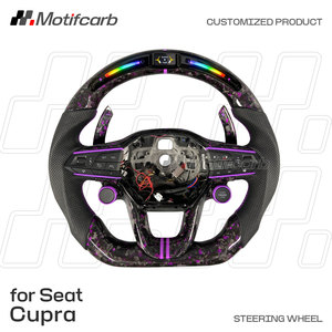 Volante LED de Fibra de Carbono Forjado Personalizado en Morado para Seat Cupra Leon ST Formentor VZ Born Tavascan Ibiza FR - Product Image 2