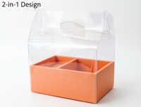 Caja de Regalo Transparente Personalizada de PET para Pasteles y Flores, con Asa, para Combinar con Ramos y Pasteles