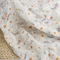 Tissu en Chiffon Brodé 100% Polyester à Motifs Floraux Imprimés, Résistant à l'Abrasion, Traitement Personnalisé