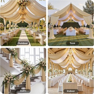 Beige <b>Ceiling</b> Curtain for Wedding Parties 4 Panels Wrinkle-Free 40 FT Long Tent Draping Curtains for Wedding Birthday Theme - Product Image 5