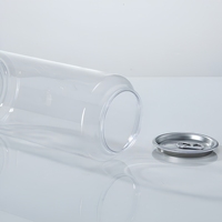 Pot en plastique PET vide de 330 ml, très vendu, avec couvercle à clipser en aluminium facile à ouvrir, pour café, thé, jus, soda, boissons