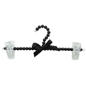 Vente en gros de vêtements en perles de luxe blanches pour bébé cintres pour pantalons avec pinces pour enfants cintres en plastique avec nœud en perles - Product Image 5