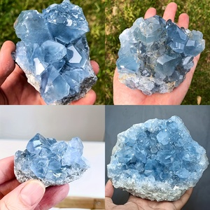 Venta al por mayor de alta calidad <span class=keywords><strong>Natural</strong></span> azul celestita racimo curación celestita corazón huevo cristal artesanías para regalo perfecto y decoración - Product Image 6