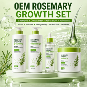 Set <span class=keywords><strong>de</strong></span> Champú <span class=keywords><strong>de</strong></span> Romero para el Crecimiento del Cabello OEM, Acondicionador con Biotina, Mascarilla Capilar, Aceite Anticaída, Fortalece, <span class=keywords><strong>Precio</strong></span> <span class=keywords><strong>de</strong></span> Fábrica, Venta al Por Mayor - Product Image 1