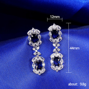 Pendientes elegantes con borlas de color azul real para mujer, pendientes colgantes con piedras brillantes, joyería para fiesta de boda, venta al por mayor - Product Image 5