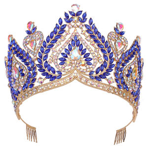 Pique Coeur Conception Reine Princesse Bijoux De Cheveux Métal Or Argent Plaqué Femmes Filles Grand Grand Grand Pageant Diadème Couronne De Mariage - Product Image 5