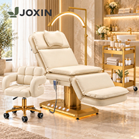 Table de massage électrique moderne beige à 3 moteurs, réglable en hauteur, en PU, avec mousse à mémoire de forme, mobilier de salon pour spa