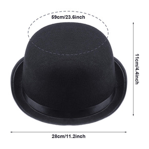 Cappello a Bombetta Nero da Gentiluomo per Adulti, Cappello da Equitazione, da Maggiordomo, Cappello Formale per Abiti da Matrimonio, in Materiale Magico di Feltro - Product Image 5