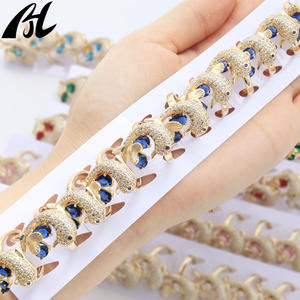 قابل للتعديل 14 قيراط مطلية بالذهب حلقة نمط الكارب للحيوانات للسيدات نمط عصري الأحجار الكريمة الملونة الأحجار الكريمة المصنوعة أساسا من النحاس - Product Image 5