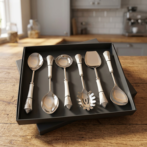 Juego de Cucharas para Servir Plateadas, Diseño Clásico, Acabado Espejo, Mango Largo, Utensilios de Cocina Duraderos para Bodas y Eventos - Product Image 6