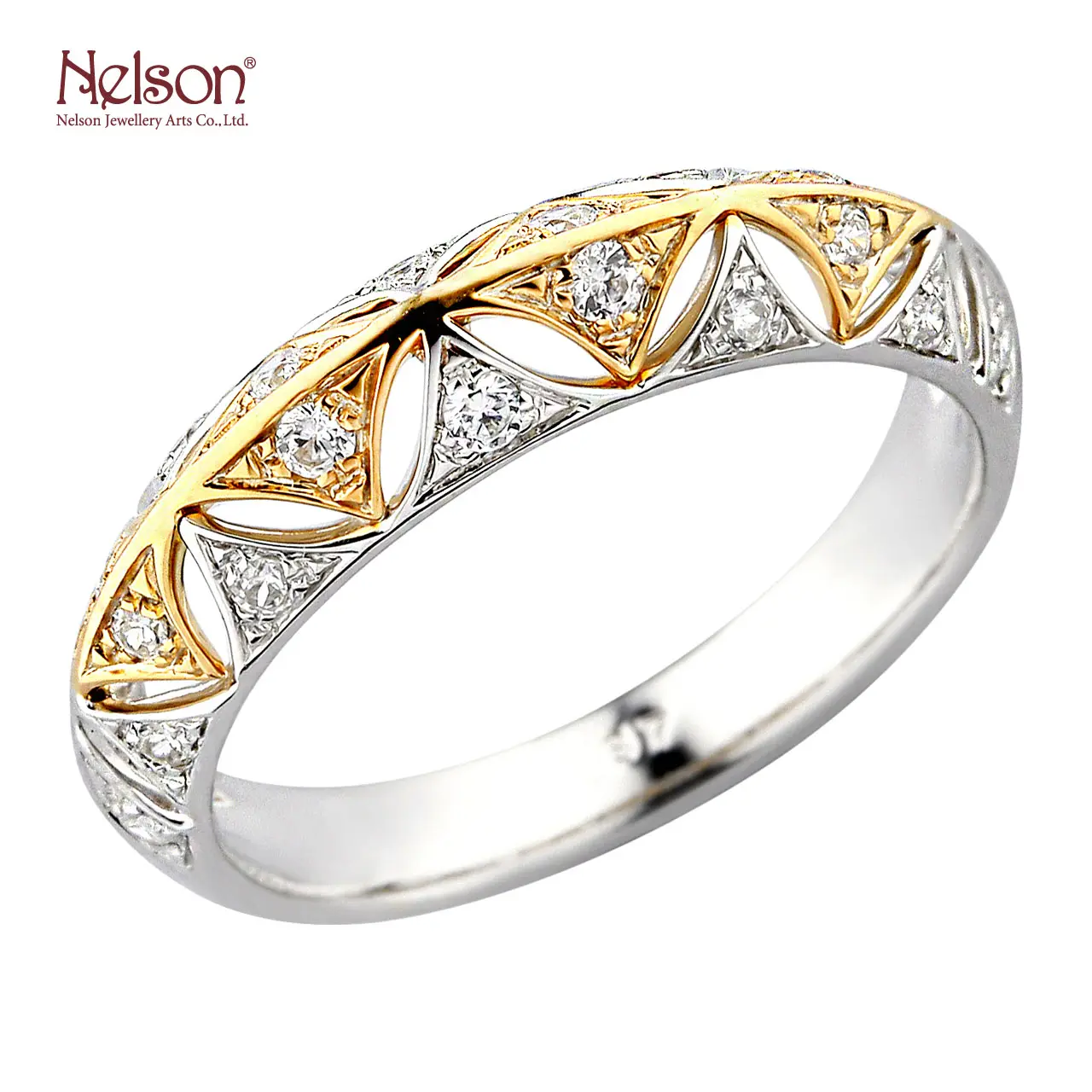 Wholesale price no MOQ Fine Jewellery Classic 18K White Yellow Rose Gold Diamond Anniversary Band Ring