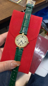 Montre mécanique automatique élégante et à la mode, cadran beige, bracelet en cuir de vache à motif crocodile vert grand-mère - Product Image 1