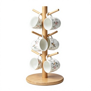 Portavasos de Metal Negro y Madera de un Solo Nivel, Multifuncional, Hecho a Mano, con Ganchos y Estante, Soporte para Tazas de Café para Cocina - Product Image 2