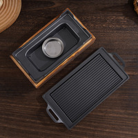 Portable De Table Mini Grill Poêle Alcool Charbon De Bois Barbecue Four avec Grill Pan Base En Bois