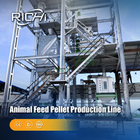 Ligne de production de machine à granulés d'aliments pour animaux d'élevage, bovins et volailles RICHI 3-4T/H avec certification CE