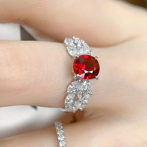 مجوهرات Lanphear راقية ذهبية عيار 18 قيراط أحجار كريمة الياقوت خواتم لزفاف النساء الماسي وحلقة راقية بدماء الحمام الطبيعية - Product Image 1