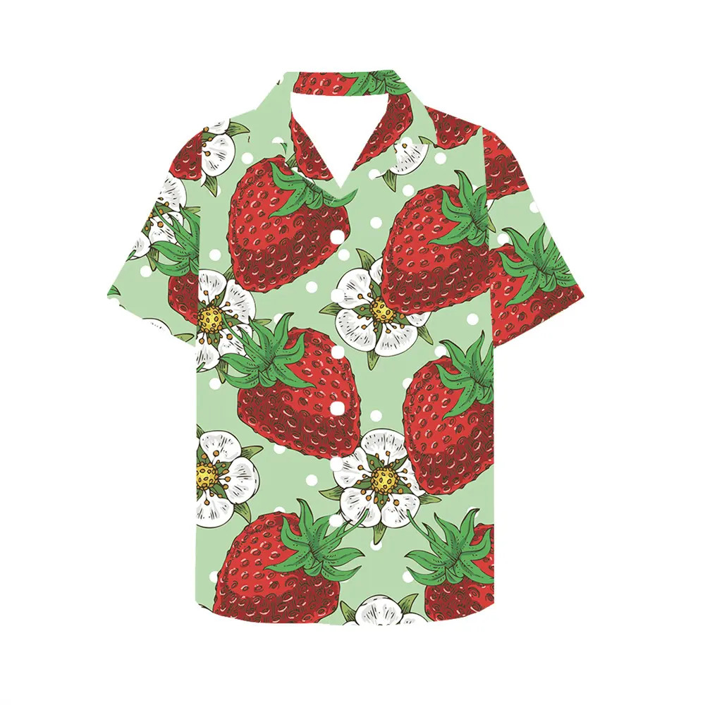 Chemises de sublimation à manches courtes pour hommes, imprimées de fruits hawaïens de plage