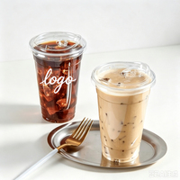 Gobelets en plastique jetables, gobelets transparents en PET, gobelets givrés 500ml/700ml/gobelets en plastique de qualité alimentaire 98/90mm avec couvercles, gobelets pour café