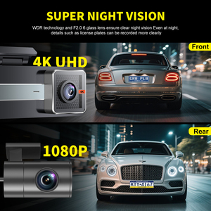 New 4k Dash Cam phía trước và phía sau ống kính kép 4K + 1080p bảng điều khiển máy ảnh Dash máy ảnh Wifi GPS 4k Dashcam doble Camara 4k Dash Cam - Product Image 4