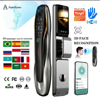 Serrure intelligente Aurelysse à reconnaissance faciale 3D, empreinte digitale, mot de passe, entrée sans clé, caméra WiFi, application Tuya, compatible porte en bois, Cloud