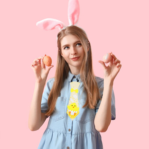 Corbata de Lazo con Diseño de Conejo y Huevo de Pascua, Ajustable, con Brillantina, para Niños y Adultos, para Disfraces de Fiesta de Año Nuevo, Marca Madeshine - Product Image 5